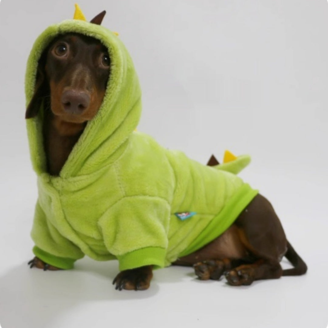 Halloween Crossdressing Little Dinosaur Double-sided With Velvet Thermal Hooded Sweatshirt - My Store - Flyclothing LLC