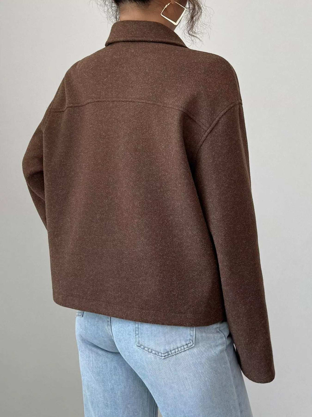 Casual Zip-Up Long Sleeve Jacket - Trendsi - Flyclothing LLC