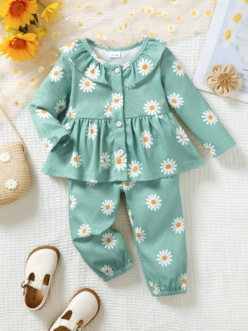 Children's Peplum Blouse and Pants Set - Trendsi