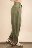 VERY J Solid Barrel Comfy Woven Pants - Trendsi