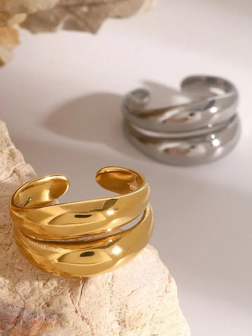 Stainless Steel Double-Layered Ring - Trendsi - Flyclothing LLC