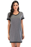 Contrast Trim Short Sleeve Lounge Dress - Trendsi - Flyclothing LLC