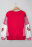 Color Block Striped Patchwork Valentines Day Sequin Heart Graphic Sweatshirt - Trendsi - Flyclothing LLC