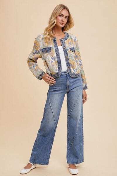 Annie Wear Decorative Seams Wide Leg Jeans - Trendsi - Flyclothing LLC