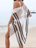 Open Front Contrast Openwork Cover-Up - Trendsi - Flyclothing LLC