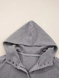 Waffle Splicing Zip Up Front Button Hooded Jacket - Trendsi - Flyclothing LLC