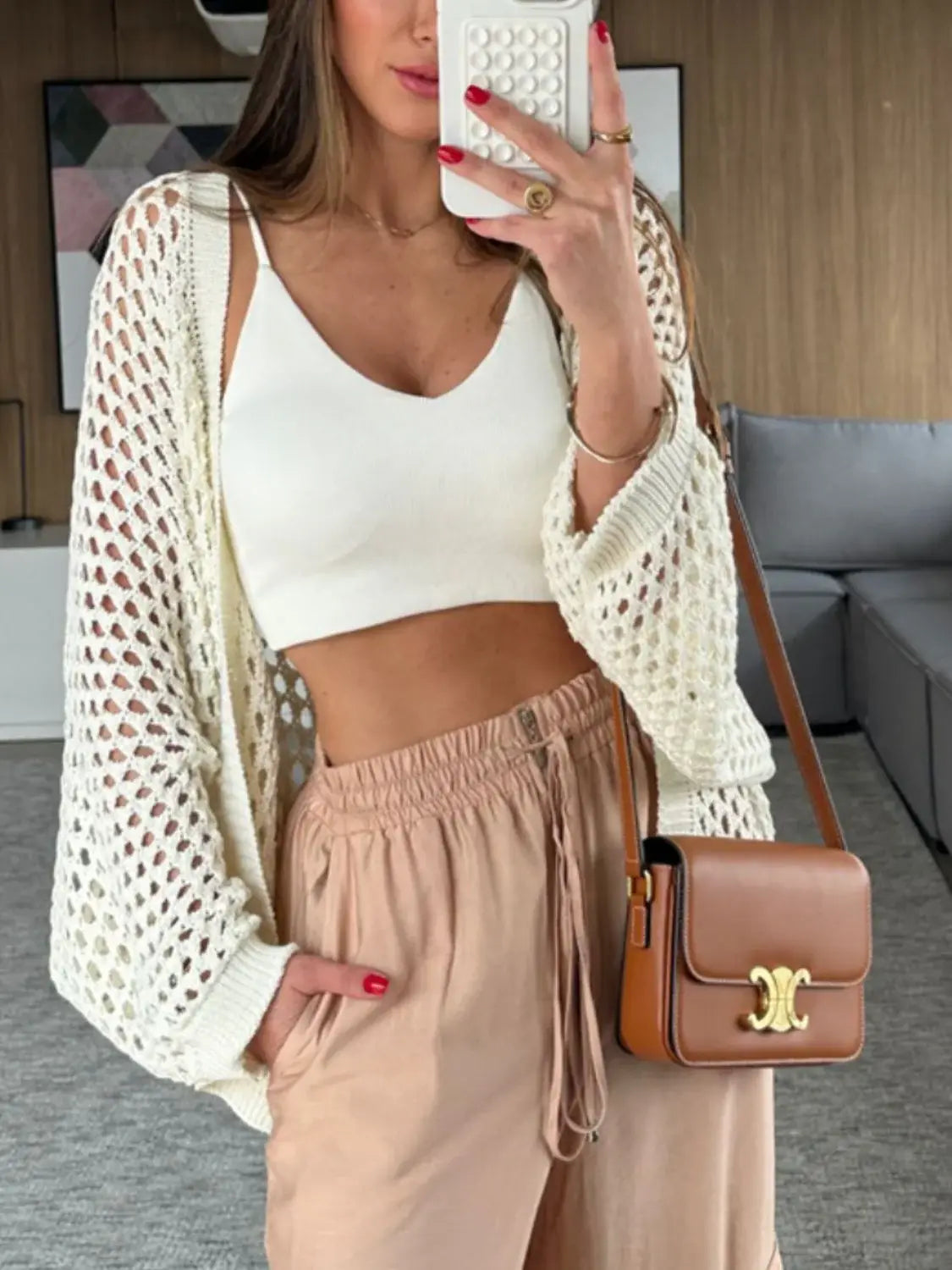 Hollow Out Open Front Cover-Up - Trendsi - Flyclothing LLC