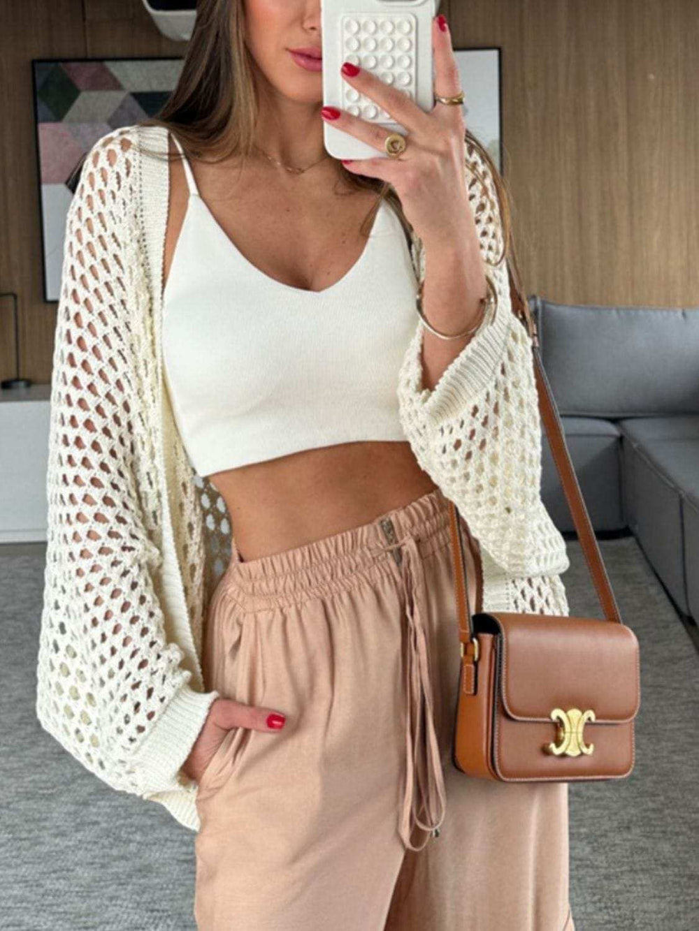 Hollow Out Open Front Cover-Up - Trendsi - Flyclothing LLC