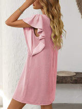 Mandy Ruffled Round Neck Short Sleeve Dress - Trendsi - Flyclothing LLC
