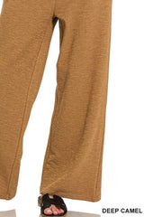 Zenana Cotton Slub Wide Leg Pants - Trendsi - Flyclothing LLC