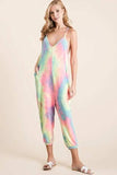 BiBi Tie Dye French Terry Mid-Length Casual Jumpsuit - Trendsi - Flyclothing LLC