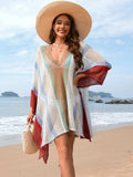 Openwork Color Block Plunge Cover-Up - Trendsi - Flyclothing LLC