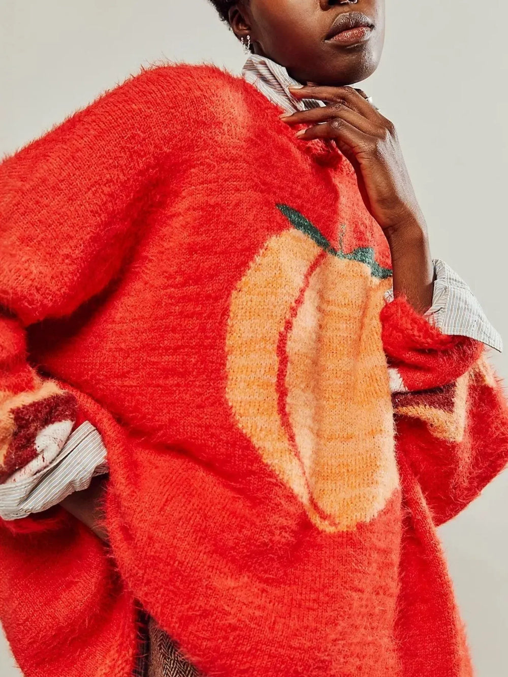 Fruit Round Neck Long Sleeve Sweater - Trendsi - Flyclothing LLC