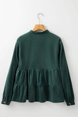 Peplum Round Neck Long Sleeve Shirt - Trendsi - Flyclothing LLC
