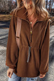 Drawstring Half Zip Long Sleeve Sweatshirt - Trendsi