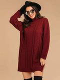 Perfee Slit Turtleneck Long Sleeve Mini Sweater Dress - Trendsi - Flyclothing LLC