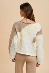 Annie Wear Color Block Drop Shoulder Sweater - Trendsi