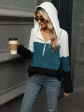 Color Block Half Zip Hooded Top - Trendsi - Flyclothing LLC