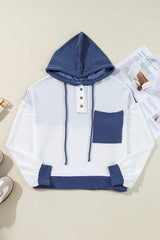 Corded Color Block Drawstring Hoodie - Trendsi - Flyclothing LLC