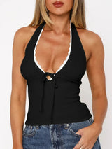 Lace Detail Halter Neck Cami - Trendsi - Flyclothing LLC