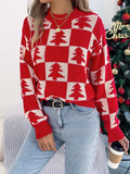 Christmas Tree Checkerboard Pattern Sweater - Trendsi - Flyclothing LLC