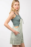 VERY J Washed Frayed Hem Denim Overall - Trendsi