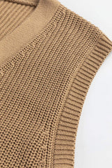 Button Up V-Neck Sweater Vest - Trendsi - Flyclothing LLC