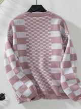 Double Take Checkered Open Front Dropped Shoulder Cardigan - Trendsi - Flyclothing LLC