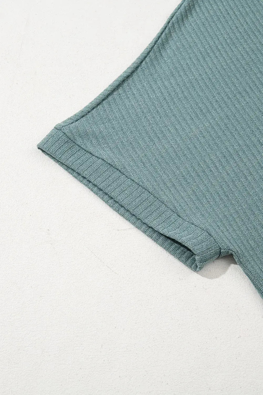 Oversized Ribbed Knit V Neck Dolman Short Sleeve Top - Trendsi - Flyclothing LLC