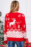 Angel Wings Deer Pattern Round Neck Long Sleeve Sweater - Trendsi - Flyclothing LLC