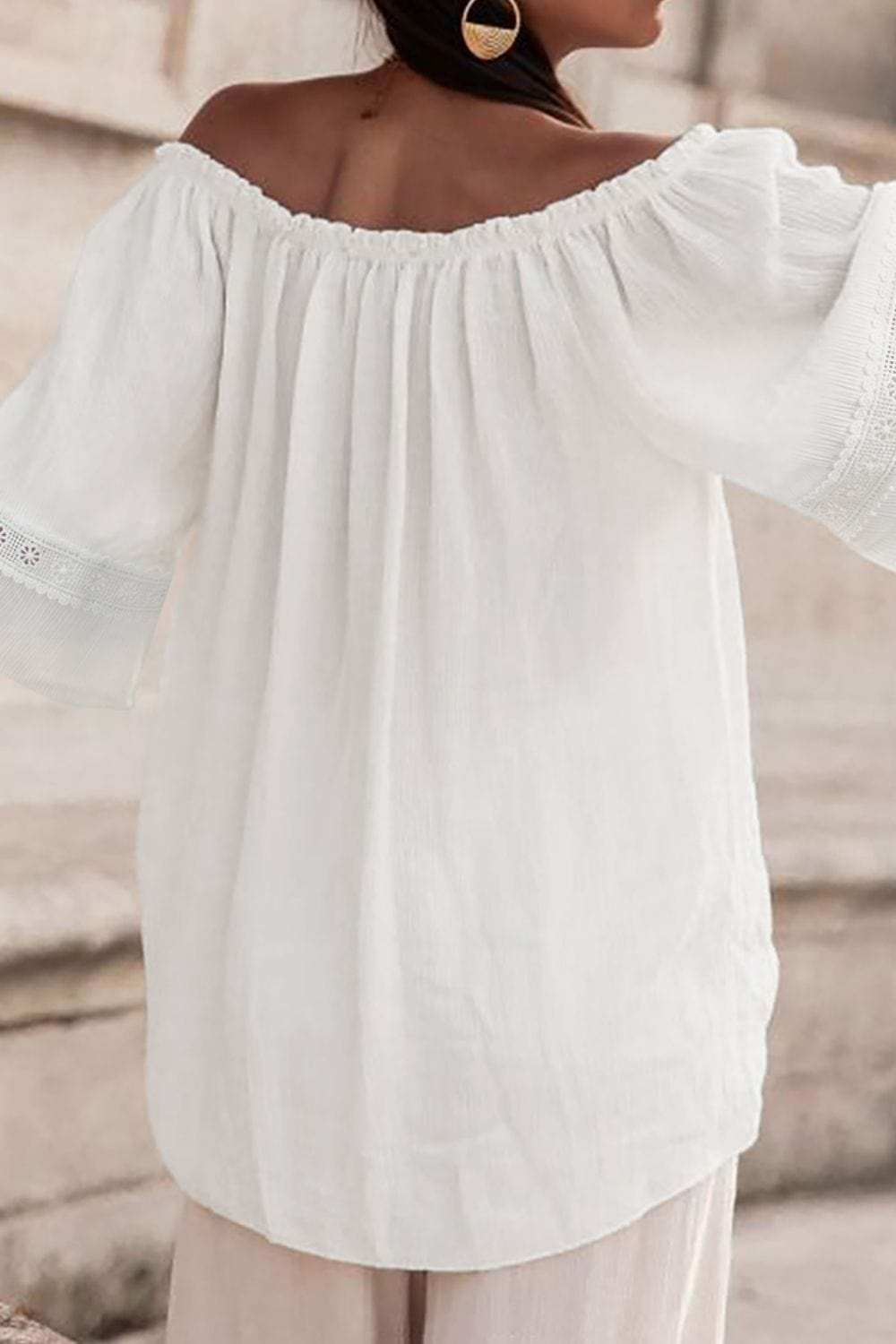 Lace Detail Off-Shoulder Blouse - Trendsi - Flyclothing LLC