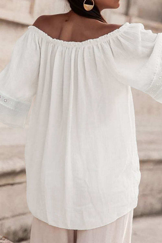 Lace Detail Off-Shoulder Blouse - Trendsi - Flyclothing LLC