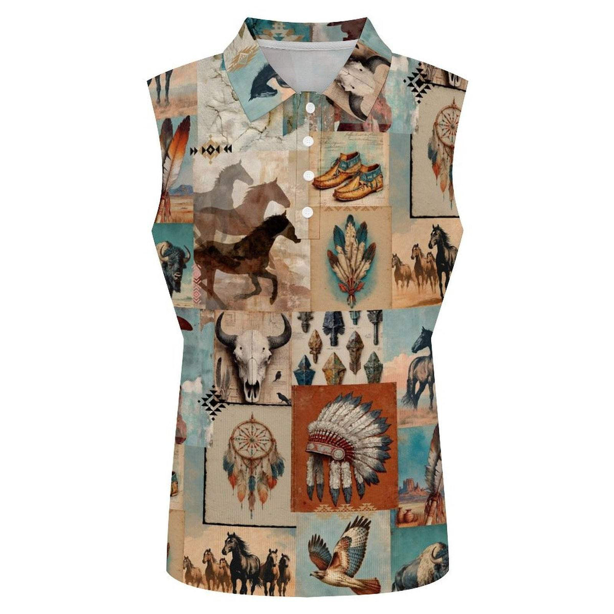 Baha Ranch Bohemian Dreams Sleeveless Polo Tank Top - Baha Ranch Western Wear - Flyclothing LLC