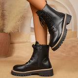 Lace-Up Platform Boots - Trendsi - Flyclothing LLC