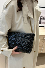 Ruched Heart Clutch with Zipper - Trendsi