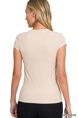Zenana Interlock Short Sleeve Top - Trendsi - Flyclothing LLC