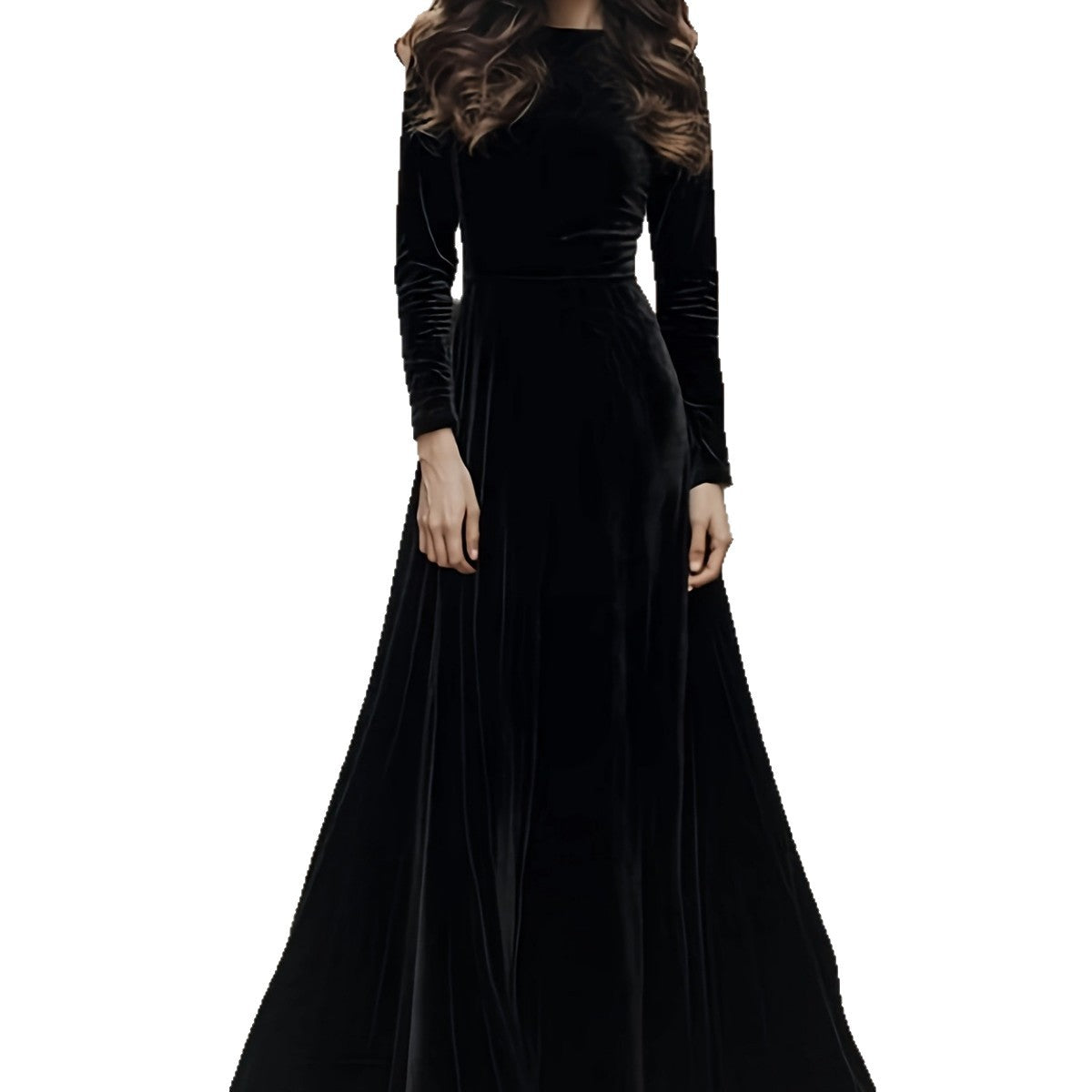 Women's Halloween Long-sleeve Long Velvet Dress