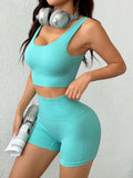 Scoop Neck Wide Strap Tank and Shorts Active Set - Trendsi - Flyclothing LLC
