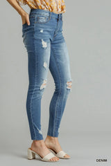 Umgee Distressed Skinny Jeans with Edge Detail - Trendsi - Flyclothing LLC