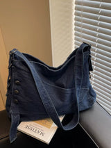 Casual Denim Crossbody Bag with Button Detail - Trendsi - Flyclothing LLC