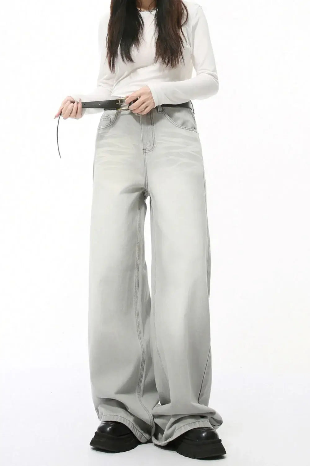 Wide Leg Jeans with Pockets - Trendsi - Flyclothing LLC
