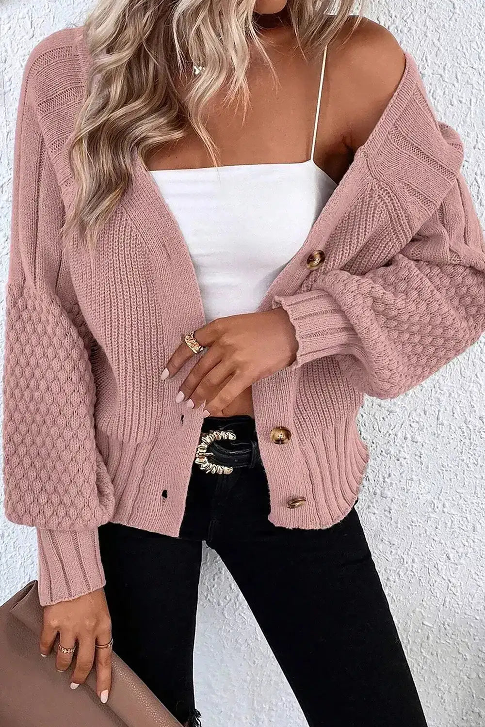V-Neck Button-Down Cardigan - Trendsi - Flyclothing LLC