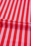 Stripe Ribbed Cap Sleeve Round Neck T Shirt - Trendsi - Flyclothing LLC
