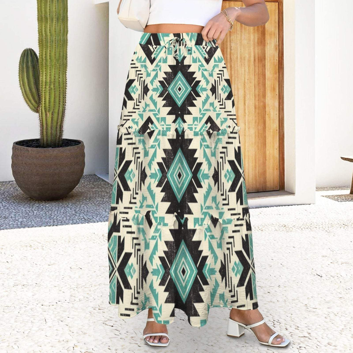 Baha Ranch San Angelo Aztec Tiered Prairie Maxi Skirt - Baha Ranch Western Wear - Flyclothing LLC
