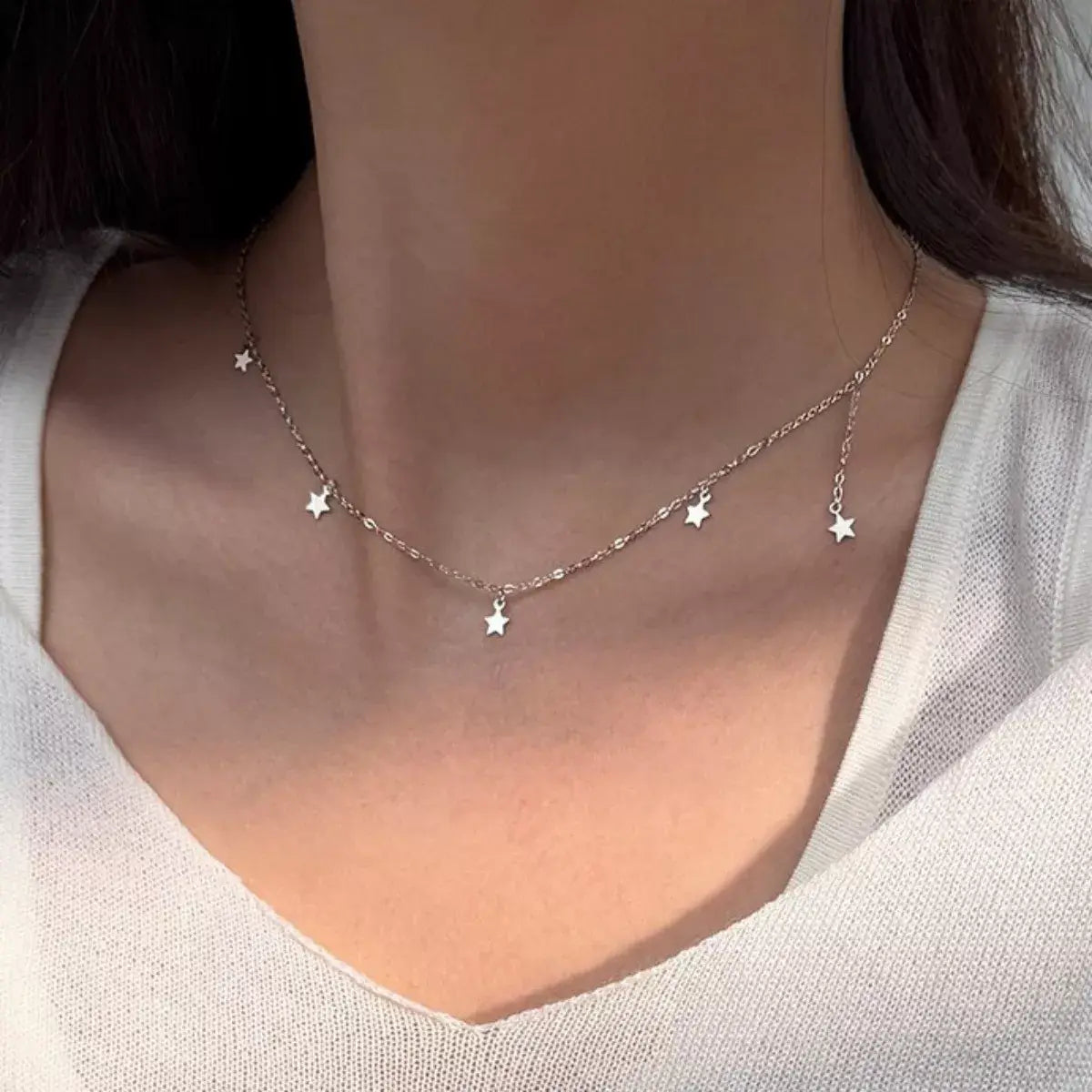 925 Sterling Silver Star Charm Necklace - Trendsi - Flyclothing LLC