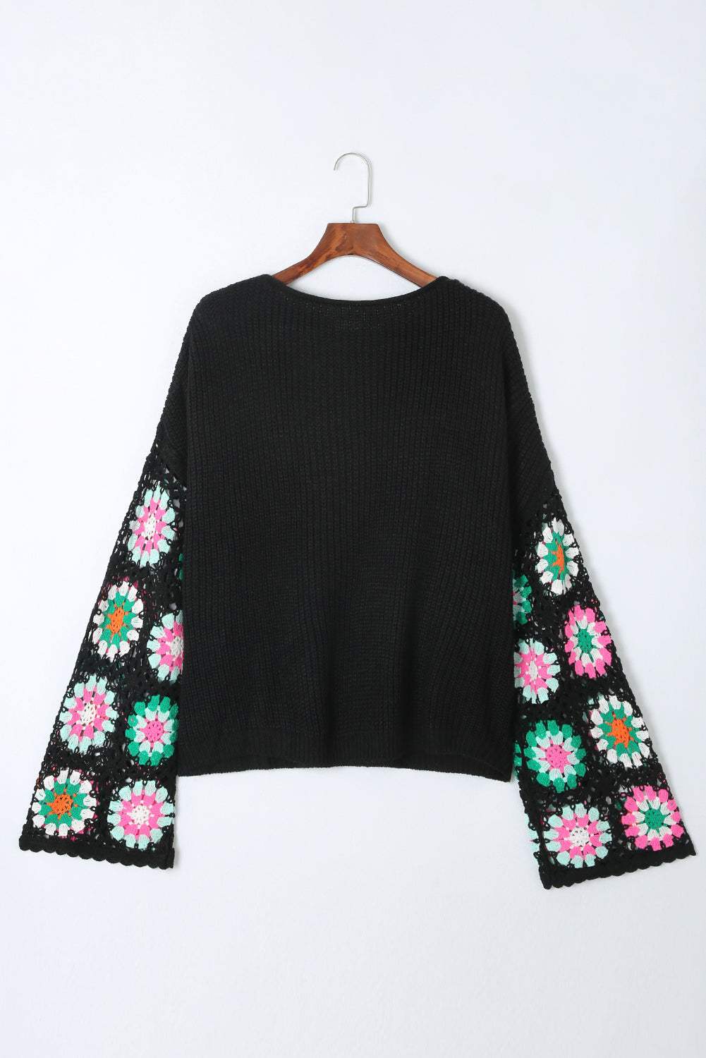 Crochet Round Neck Long Sleeve Knit Top - Trendsi - Flyclothing LLC