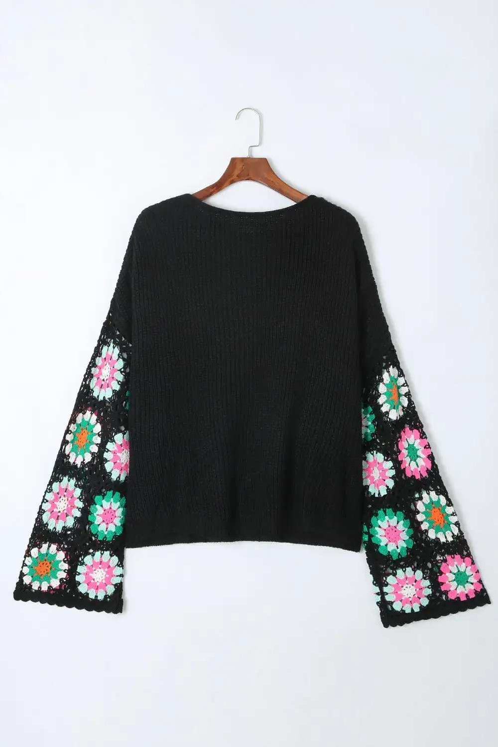Crochet Round Neck Long Sleeve Knit Top - Trendsi - Flyclothing LLC