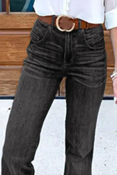 Full Size Flare Jeans with Pockets Plus Size - Trendsi - Flyclothing LLC