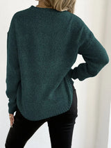 Textured Knit Relaxed Fit Round Neck Sweater - Trendsi - Flyclothing LLC