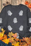 Glitter Ghost Round Neck Long Sleeve Sweatshirt - Trendsi